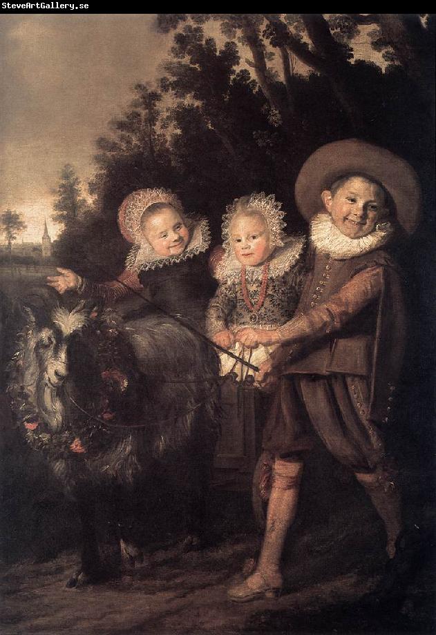 HALS, Frans Three Children with a Goat Cart